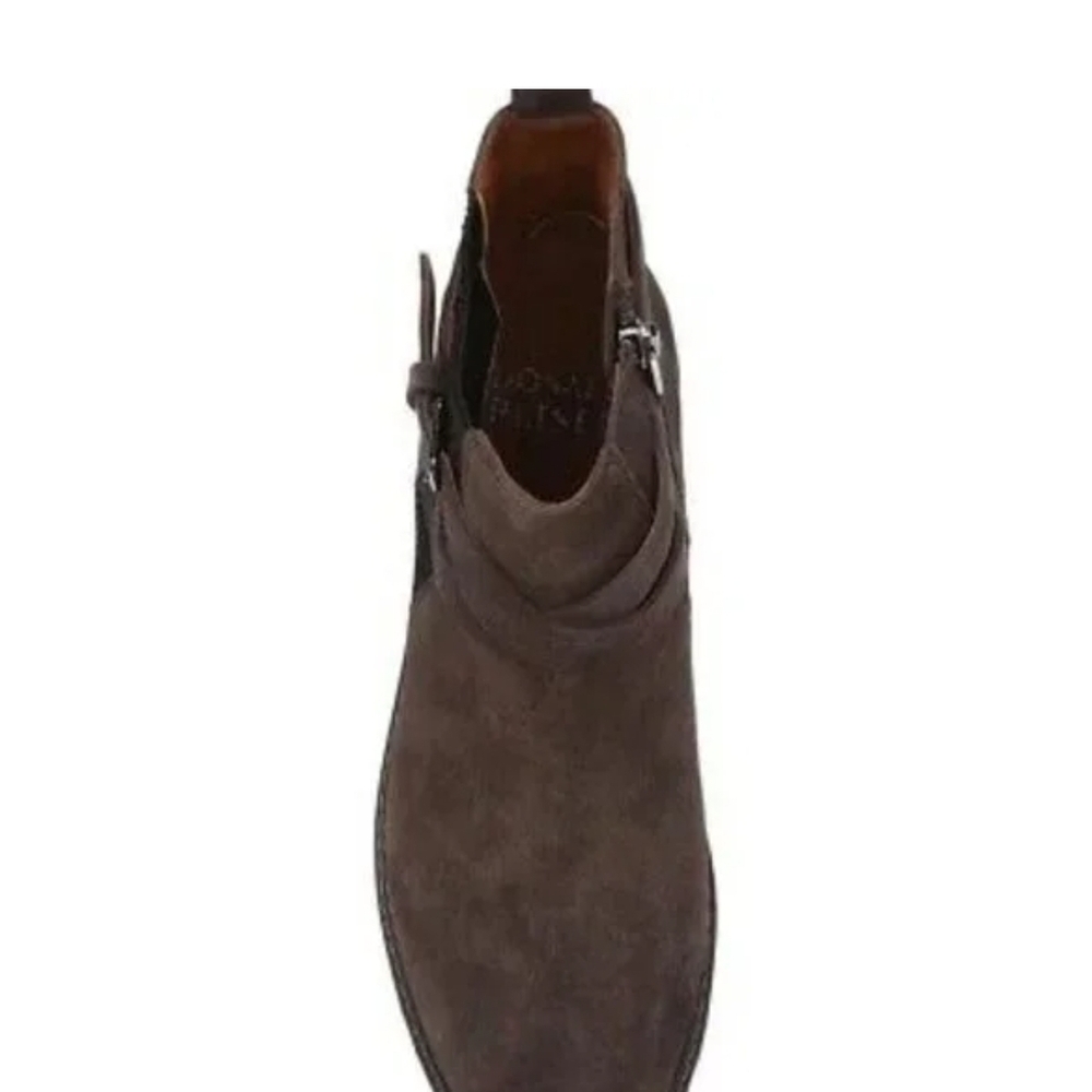 Women’s Dark Brown Suede Ankle Boot with Buckle - Picture 7 of 16